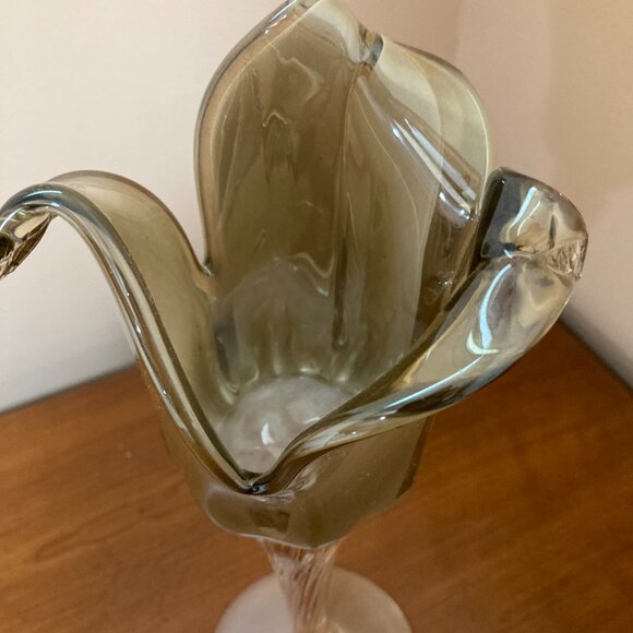 Murano Crystal Candle Holder Long Stem Made In Italy - Picture 4 of 6